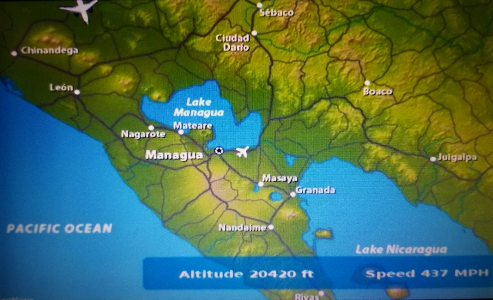 Airplane map over Nicaragua