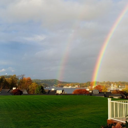 double rainbow over Saugatuck